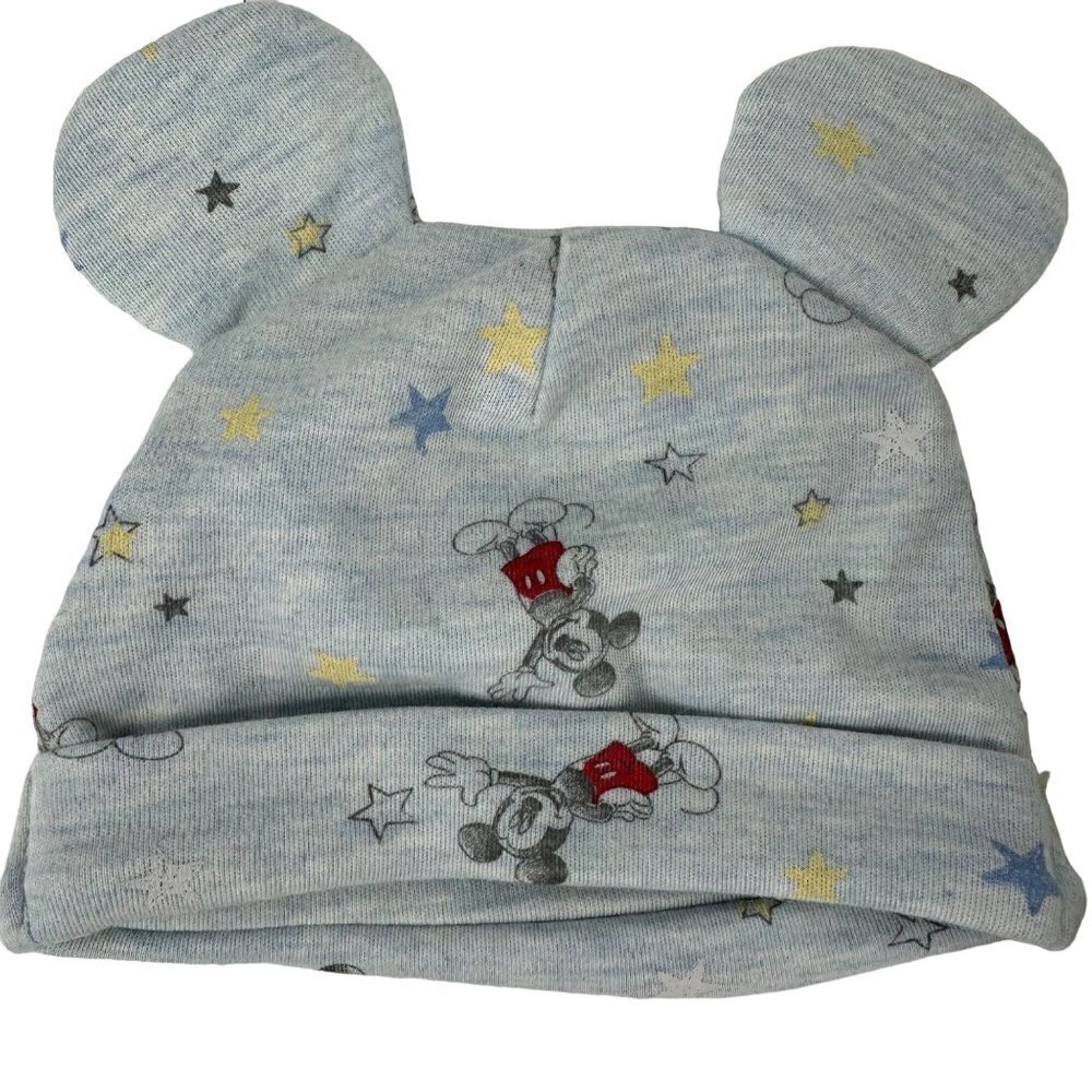 * Disney Mickey Mouse Gray Newborn Hat with Ears 0/3M
